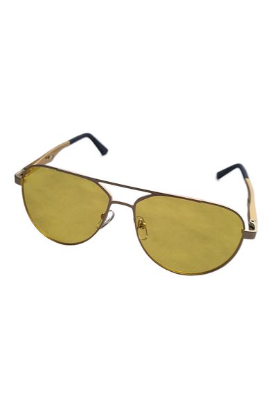 Globalport Retail Men's sunglasses, Aviator, polarized UV400, Gold aluminum frame, Yellow lenses