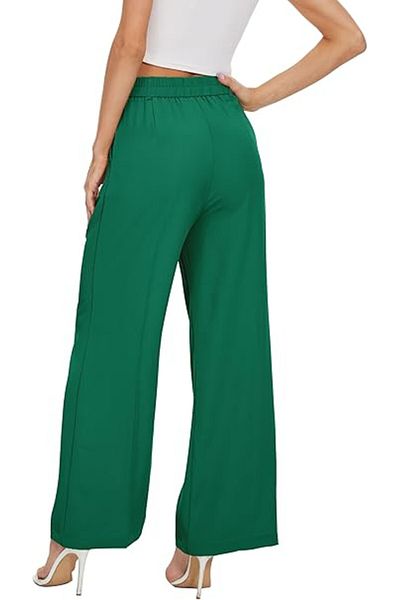 OEM Women Wide Leg Pants High Elastic Waisted Business Work Trousers Long Straight Pants