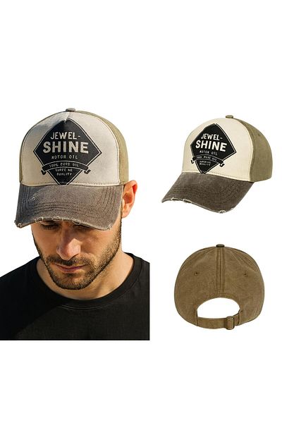 PERLOTUS Perlotis Vintage Style Jewel Shine Brown Green Adjustable Unisex Baseball Cap Hat