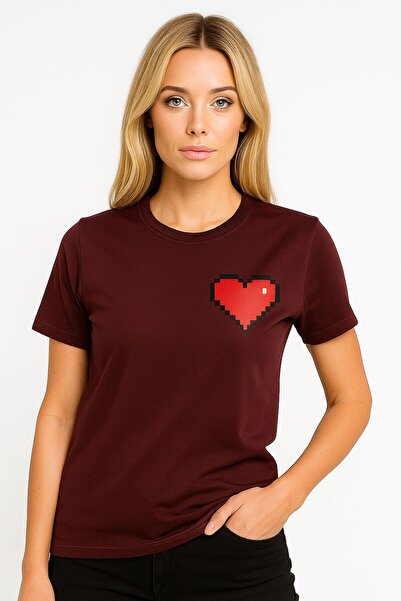 MONARCHMODA Tricou pentru femei (TRIOC PREMIUM IMPRIMAT ROȘU CLARET REGULAR FIT / CORTĂ NORMALĂ 100% bumbac 100% GULER CU DUA PIESE)