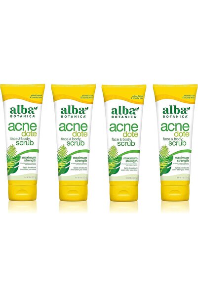 Alba Botanica مقشر الوجه والجسم من ACNEdote، أنبوب 8 أونصات (عبوة من 4 قطع)