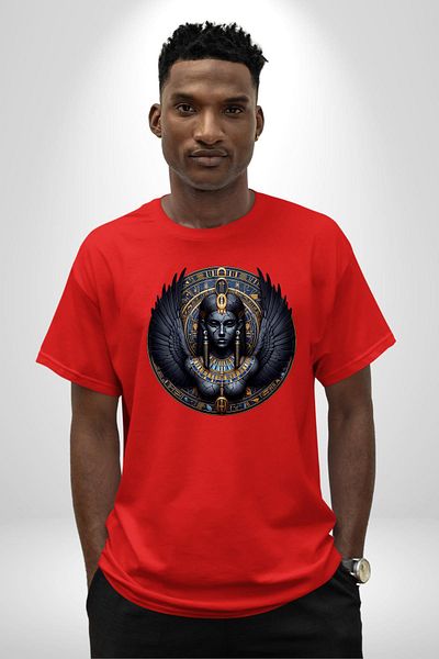 Angemiel Egyptian Mythology Nephthys Protective Goddess Red Oversize Women Men Front Printed T-Shirt