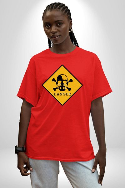 Angemiel Danger Alert Design Breaking Bad Themed Red Oversize Women's Men's Front Printed T-Shirt