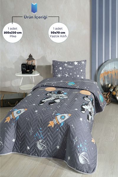 Formeya Bettwäsche-Set für Einzelbett mit Astronautenmotiv für Kinder und Jugendliche, 160 x 230 cm (ohne Spannbettlaken)