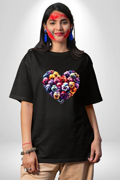 Angemiel Violet Blue Violet Love Black Oversize Women's Men's Front Printed T-Shirt