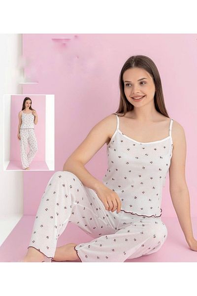 Butik Long Pajama Set with Rope Strap Top Horse