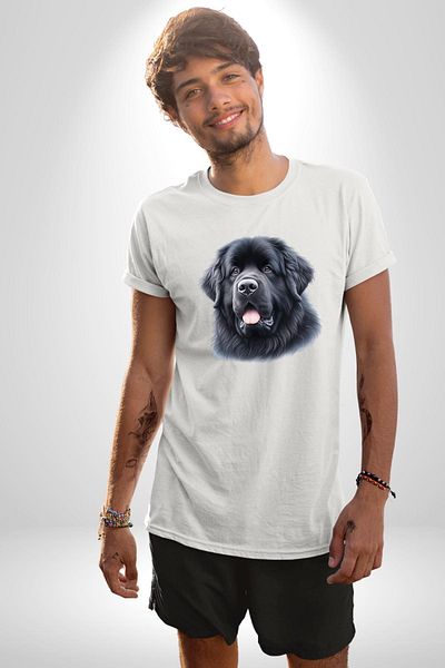 Angemiel Newfoundland Strong Water Friendly Dog White Oversize Women's Men's Front Printed T-Shirt