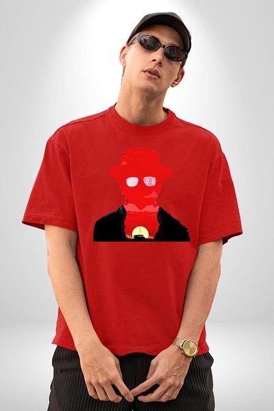 Angemiel Chemical Riot Walter White Silhouette Printed Red Oversize Women's Men's Front Printed T-Shirt