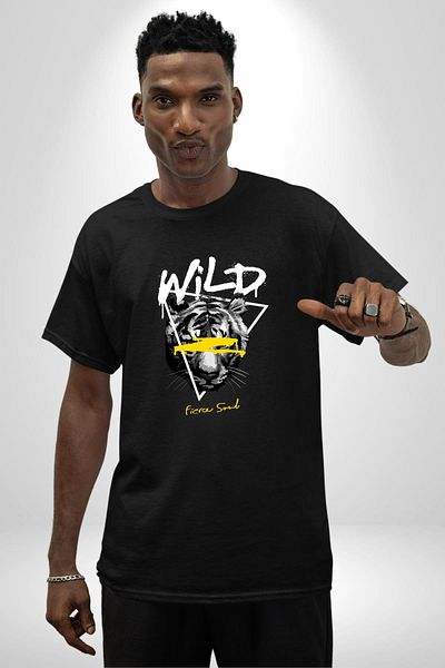 Angemiel Wild Spirit Printed Strong and Creative Design Black Oversize Women's Men's Front Printed T-Shirt