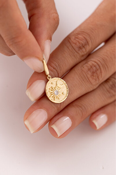 Zeyd Jewelry Ay Güneş Yıldız Motifli 14 Ayar Altın Kolye Ucu