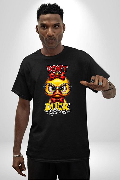 Angemiel Don'T Scam Me Written Duck Funny Black Oversize Women Men Front Printed T-Shirt