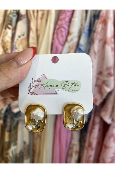 karpuzbutiks Gold Sari Art Vip Earrings 4