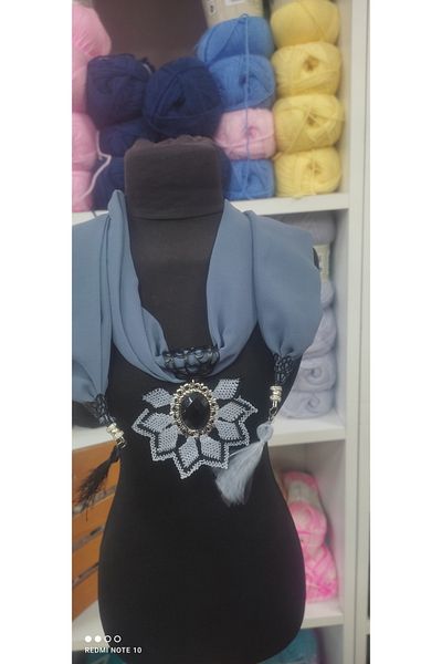 Kevser nur tuhafiye Gray Color Needlework Embroidered Kerchief