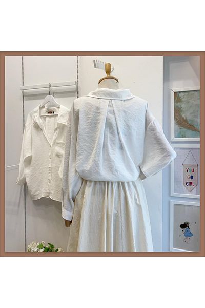 Faya Boutique Cămașă oversize din țesătură modal albă