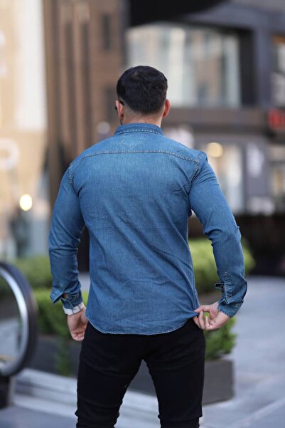 Klothy Férfi hosszú ujjú, dupla zsebes, patentos farmer ing 2366