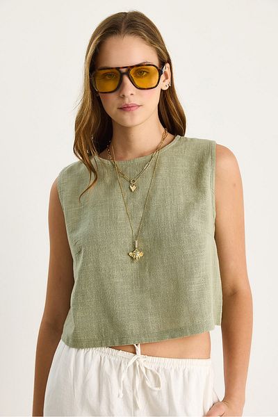 Bianco Lucci Women's Sleeveless Linen Blouse 3419-1 60282023