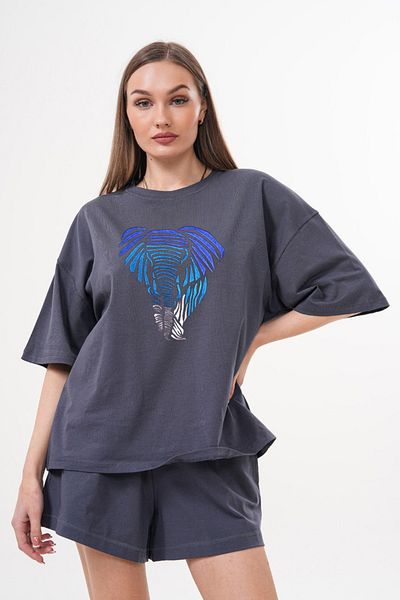 JANSO GROUP -Women's Cotton Printed 01027 Short Sleeve Tshirt Oversize Large Size