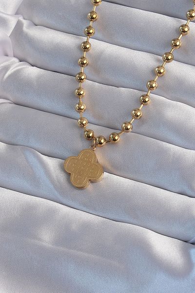 Skygo Gold Colored 316l Steel Clover Model Necklace - Chain Tj-bko8988