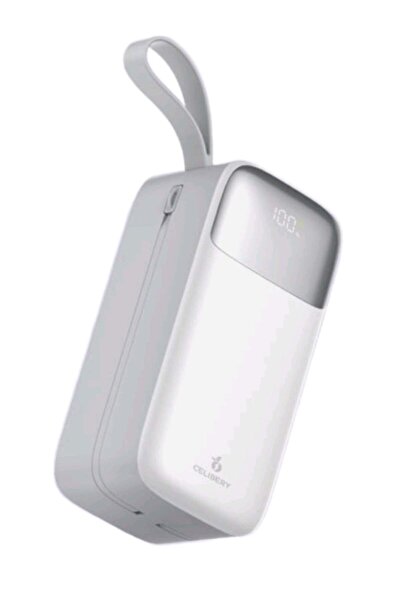 celibery Power Bank 50,000mAh with PD Technology 22.5W, 4 USB Ports, Display, White