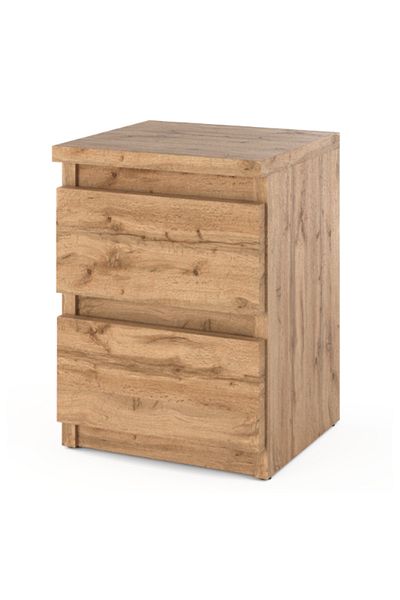 Meble Noptieră Wotan din stejar, 30 cm, cu 2 sertare, suport TV pentru dormitor la mansardă