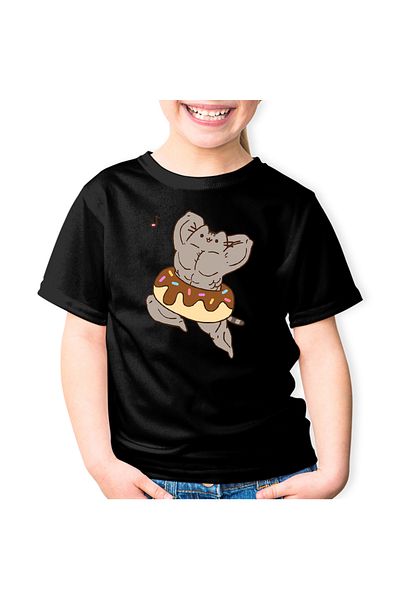 OEM Kids T-shirt Pusheen Cat Muscle Gym Workout Cat