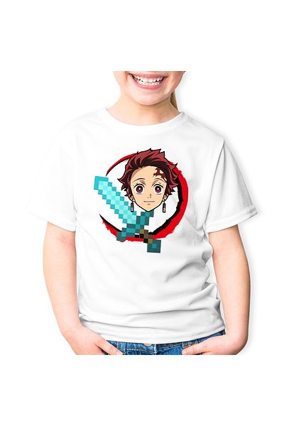 OEM Tricou copii Demon Slayer Tanjiro Minecraft
