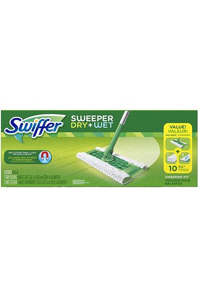 Swiffer Sweeper Dry and Wet Floor Mopping and Cleaning Starter Kit, Includes: 1 Mop, 7 Dry Pads, 3 W