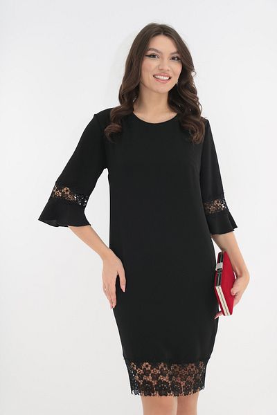 Vanessa Line RO Elegant black crepe and lace dress