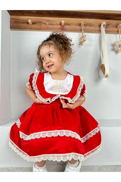 Minizade Baby Girl Dress Girl's Dress Birthday Party Wedding Dress Ruched Short Sleeve Lined Dress