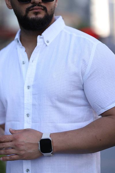 Klothy Men's 100% Cotton Washed Short Sleeve Summer Shirt 2468