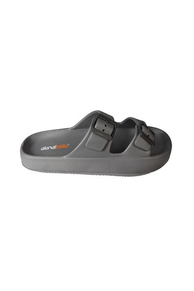Akınal Bella Akinbella men's black navy blue double strap buckle rubber sole sea pool garden slippers
