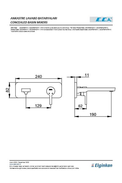 Eca Mina Built-In Sink Faucet Surface Mounted Single Rosette