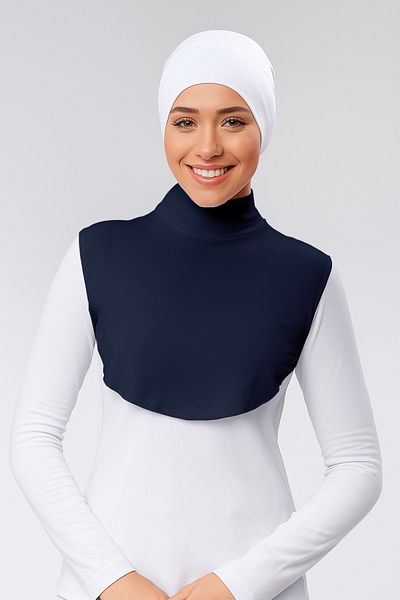 Mesa Charm Combed Cotton Neck Collar Half Turtleneck Anti-Slip Buckle Posture Anti-Sweat Navy Blue