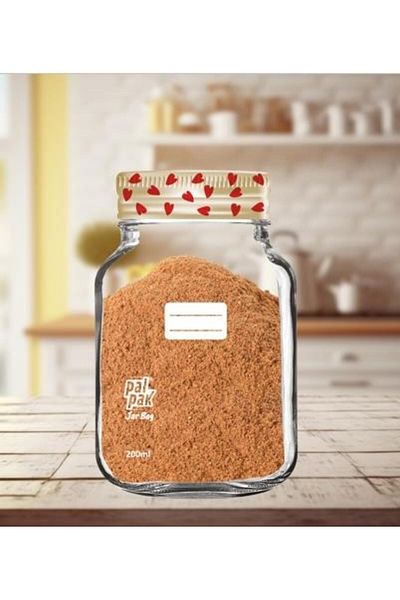 PALPAK Mini Size Heart Patterned Metal Lid Jar Looking Storage Bag - 6 Pieces - 200 ml 11X14Cm