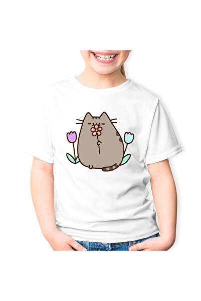 OEM Детска тениска Pusheen Cat Flowers Плюш Spring
