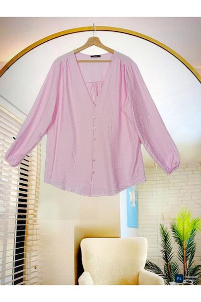 Nergis Neva Butik Lithium Fabric V-Neck Biritli Tunic