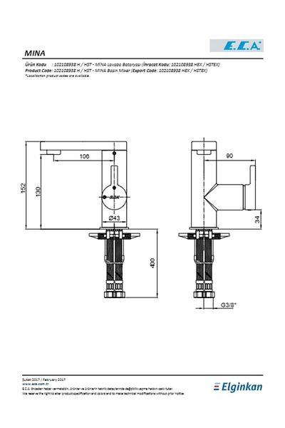Eca Mina Sink Faucet with Side Lever