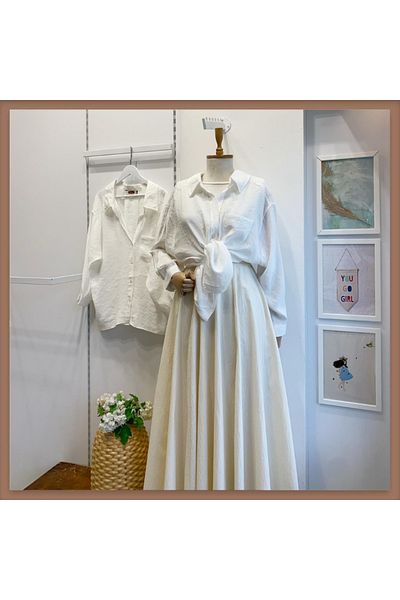 Faya Boutique Cămașă oversize din țesătură modal albă