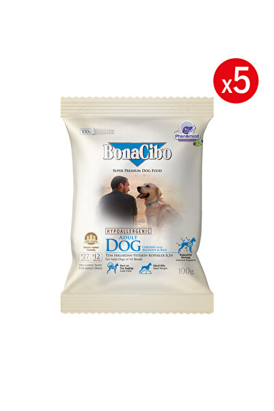 BonaCibo Adult Dog Tavuklu ve Balıklı Yetişkin Köpek Maması, 100 Gr x 5 Adet,...