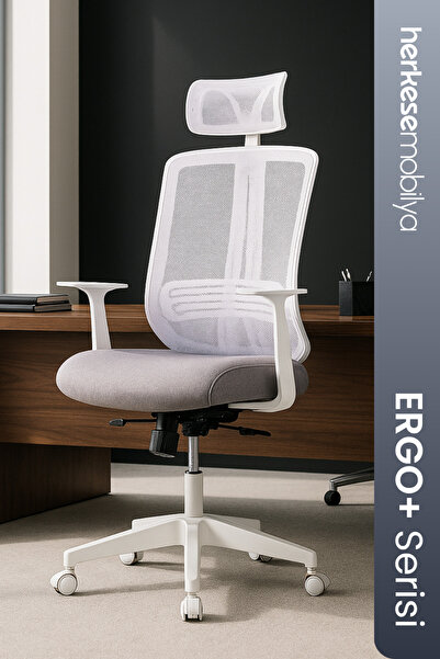 Herkese Mobilya Paris White Fileli Yönetici Koltuğu | Makam Koltuğu | Müdür Koltuğu