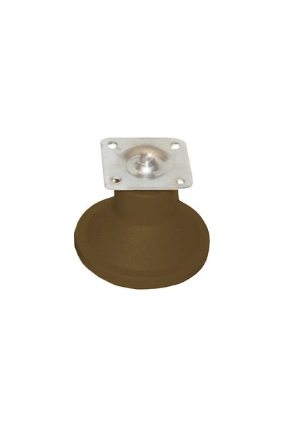 flores Furniture leg with plate, adjustable, conical, brown, 65 mm
