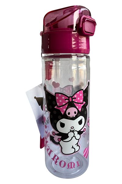 Polin Kuromi Licensed Water Bottle with Straw, 500ml, Pink
