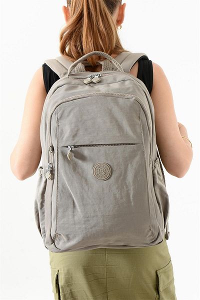 Bagacar Bolsas 1092 Waterproof Imported Crinkle Fabric School and Daily Backpack with Laptop Compartment Mink