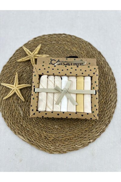 Caramell Desenli Penye Bebek Ağız Mendili 7'li