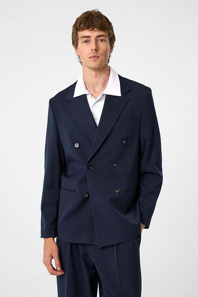 Antioch Navy Blue Relax Fit Double Breasted Men's Blazer Jacket