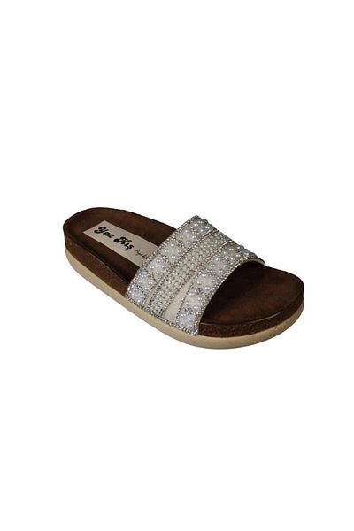 Yaz Kış Ayakkabı Yazkiş women's black cream beaded stone 4cm thick sole cork sole slippers