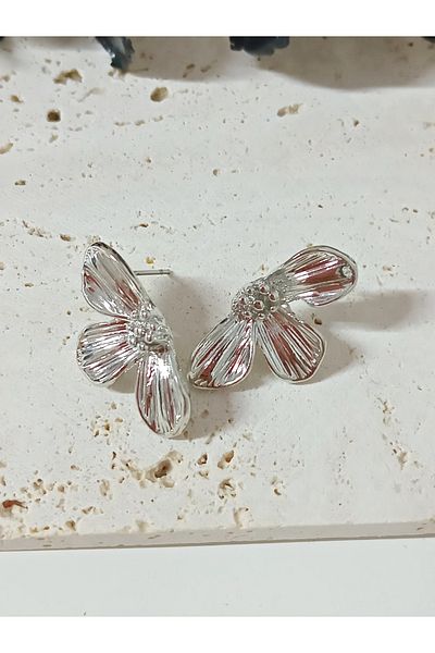 mos&more Silver Half Daisy Small Women's Earrings
