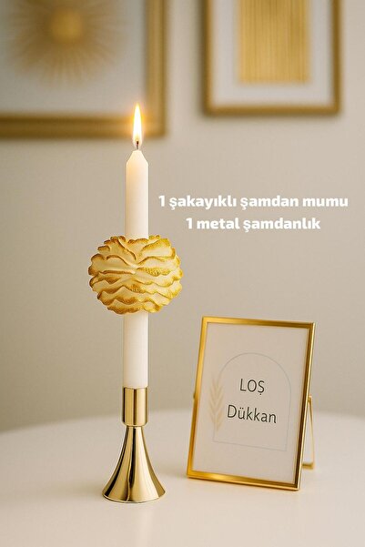 Zeren Home Şamdanlık(Dahil) Gold Şakayıklı Zarif Şamdan Mumu 1 ADET-Pinterest...