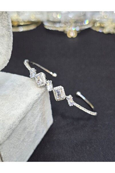 Vipfoni Baget Taşlı Suyolu Çelik Kadın Kelepçe Bileklik