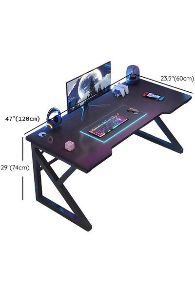 AGD Modern Black Computer Desk 120cm x 60cm for Bedroom Long Gaming Desk Home Office Study Writing D